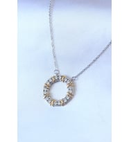 316L Çelik Gümüş Renk Zirkon Taşlı Gold Detay Xoxo Kadın Kolye 5886 - HPSBYI6736-3051