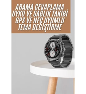 Mey İthalat® Akıllı Saat Çelik Kordon Çağrı Cevaplama Amoled Ekran Titreşimli Uyku Takibi