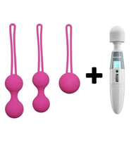 Carmine 3 Farklı Ağırlıkta Vajinal Anal Kegel Toplar ve 8 Modlu Vibratör (Pembe)