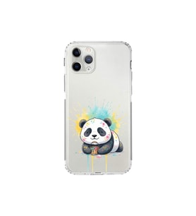 iPhone 11 Pro ile Uyumlu Splash Panda Tasarımlı Şeffaf Silikon Kılıf