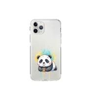 iPhone 11 Pro ile Uyumlu Splash Panda Tasarımlı Şeffaf Silikon Kılıf