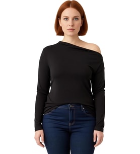 Kadın Ekru Viskon Ribana Basic Bluz Asimetrik Yaka Cool & Comfort Tarzı ile İlkbahar ve Sonbahar