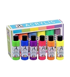 Monalisa Akrilik Boya 6 Renk x 70 ml Neon Fosforlu Renkler 1 Paket Multi Acrylic (Karışık)