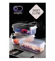 Erzak Bakliyat Saklama Kabı 3 Lü Set 5 Lt Antrasit 717743