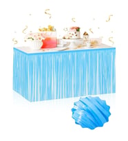 Kendinden Yapışkanlı Makaron Mavi Püsküllü Masa Eteği – 75 x 275 cm Parti Süslemesi (5343)
