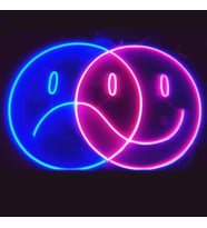 Üzgün Mutlu Emoji Dekoratif Neon Led Tablo, Neon Duvar Tabela