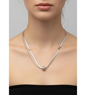 Çelik Silver 2'li Zincir İtalyan Kolye 3mm - 25-clkk260
