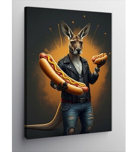 Kanvas Tablo Hotdog Tutan Kanguru