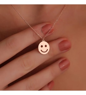 Kişiye Özel Emoji Yüz Kolye 925K Gümüş (Rose)