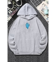 Unisex Su Avatar Baskılı Sweatshirt (Gri)