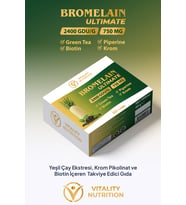 Vitality Nutrition Bromelain Ultimate 750 Mg 2400 GDU/G 60 Tablet ( Yeşil Çay + Biotin + Krom + Piperin)