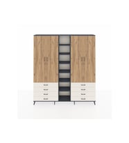 Arges Dolap 10 Raflı 8 Çekmeceli 2 Askılı 220x30x243 Antrasit-Çam/Aytaşı