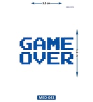 Game Over 5 cm Minimal geçici Dövme Yarı Kalıcı Geçici Dövme