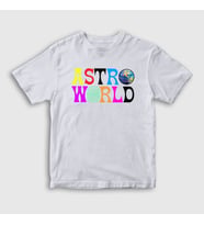 Presmono Unisex Çocuk Beyaz Astroworld V2 Travis Scott T-Shirt 44113tt (Beyaz)