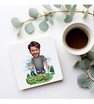 Kişiye Özel Golf Oynamayı Seven Erkek Karikatürlü Bardak Altlığı