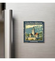 Lihtenştayn Liechtenstein - Posta Pulu Temalı Ülke - Baskılı Buzdolap Magneti Kare - 9x9 cm
