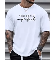 Erkek PERFECTLY Baskılı Tişört Bisiklet yaka yazlık Kısa Kol t-shirt - Beyaz