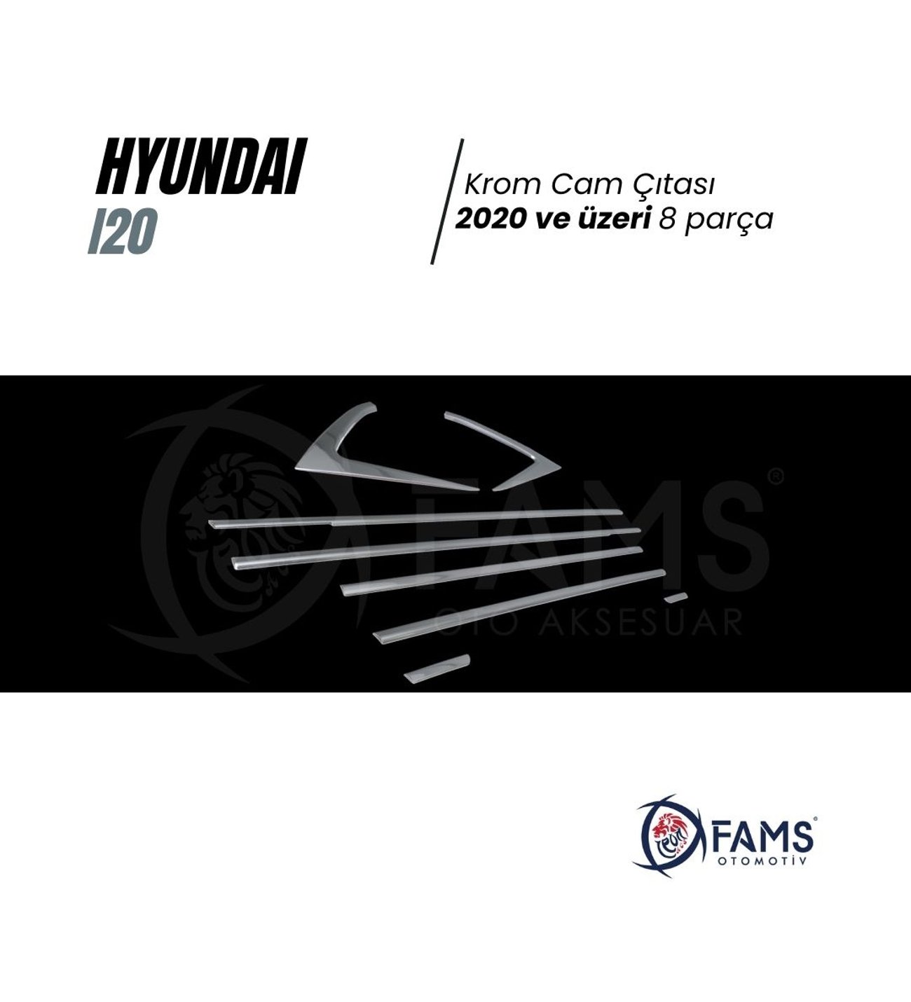 Hyundai İ20 Krom Cam Çıtası 8 prç. 2020 ve üzeri Paslanmaz Çelik