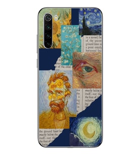 Redmi Note 8 Uyumlu Vincent van Gogh Kolaj Desenli Şeffaf Telefon Kılıfı