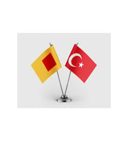 İlhanlılar Devleti ve Türkiye Bayrağı İkili Saten Masa Bayrağı Takımı