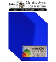 Metalik Aynalı Fon Kartonu 10 lu A5 15x20 cm 1 Paket Okul Sınıf Dekoratif Pırıltılı Folyo Kağıt Dekoratif Anasınıfı Kreş (Mavi)