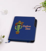 BK Gift Kişiye Özel Kaktüs Tasarımlı Lacivert Termo Deri Defter-7