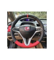 Honda Cıvıc Fd6 Araç Için Kırmızı Yüzüklü Noktalı Deri Araç Simit Direksiyon Kılıfı