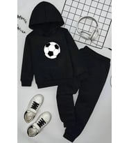 Çocuk Ball Baskılı Eşofman Takımı (Siyah)