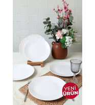 Keramika Beyaz Ege Servis Tabağı 26 Cm 6 Adet 006