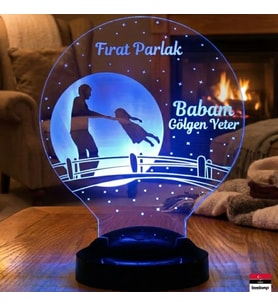 Kahraman Babam Temalı 3D LED Lamba  Kişiye Özel Babalar Günü Hediyesi - LoveLamp