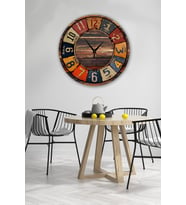 bilge Tasarım retro Duvar Saati 35 x 35 CM (Çok Renkli)