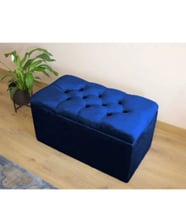 Lüks Sandıklı Kapitoneli Puf 110 cm (Lacivert)