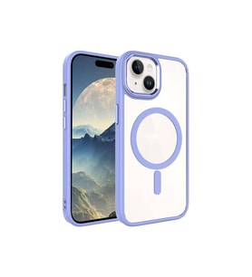 Apple iPhone 15 Plus Uyumlu Kılıf Wireless Şarj Özellikli Zore Krom M-safe Silikon Kapak (Açık Pembe)