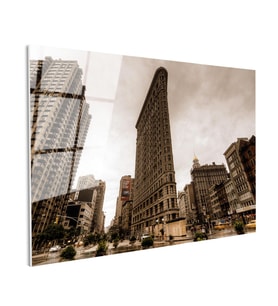 Tamperli Gerçek Cam Tablo New York Flatiron Binası Şehir Mimari Tablo Duvar Dekoru