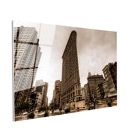 Tamperli Gerçek Cam Tablo New York Flatiron Binası Şehir Mimari Tablo Duvar Dekoru