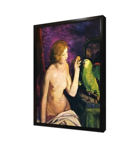 Nude Girl And Parrot Çerçeveli Mdf Tablo