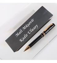 Kişiye Özel İsim Yazılı Tükenmez Kalem ve Hediye Kutusu  Siyah Gold Lüks Kalem