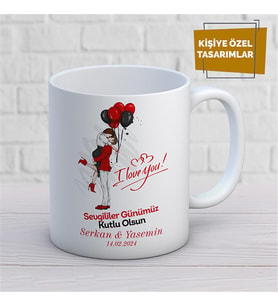Kişiye Özel İsim Yazılabilir Sevgi Temalı Kupa Bardak
