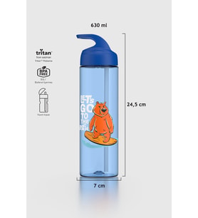 Renga Moly Desenli 630 ml Pipetli Tritan Çocuk Matara 912172 Pembe (Mavi)