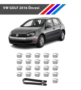 Otozet - VW Golf Bijon Civata Kapağı Krom Renk 21 Parçalı Set 17mm 2016 Öncesi