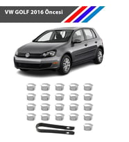 Otozet - VW Golf Bijon Civata Kapağı Krom Renk 21 Parçalı Set 17mm 2016 Öncesi