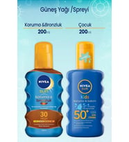 NIVEA Sun Koruma Ve Bronzluk Yağı 30 200 Ml & Çocuk Renkli Nemlendirici Güneş Spreyi Gkf 50+ 200 Ml
