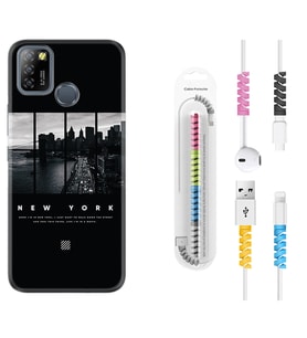 INFINIX Smart 4 5 6 Zero 8 S5 Pro Kılıf Kablo Koruma Spiral Silikon New York 1612
