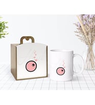 BK Gift Kişiye Özel Ahşap Kutuda Aşık Hücre Tasarımlı Beyaz Kupa Bardak-2