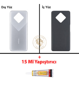 Infinix Zero 8 Gümüş Uyumlu Arka Kapak + B7000 Yapıştırıcı Arka Cam Batarya Pil Kapağı Lazer Kesim