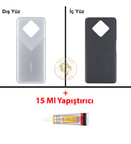 Infinix Zero 8 Gümüş Uyumlu Arka Kapak + B7000 Yapıştırıcı Arka Cam Batarya Pil Kapağı Lazer Kesim