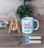 Psikoloji Öğretmeni Kupa Bardak Beyaz ve Fotoğraflı Ahşap Anahtarlık Hediye (Model 1)