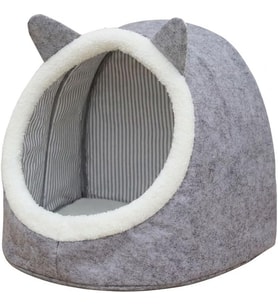 Home Keçe Kedi Köpek Evi Peluşlu Ev Tipi Evcil Hayvan Yuvası, Sıcak ve Konforlu Kedi Evi, Köpek Yatağı ve Dinlenme Alanı (Gri)