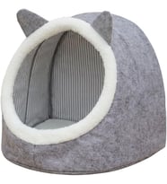 Home Keçe Kedi Köpek Evi Peluşlu Ev Tipi Evcil Hayvan Yuvası, Sıcak ve Konforlu Kedi Evi, Köpek Yatağı ve Dinlenme Alanı (Gri)