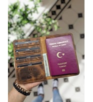 VİSSO 911 Hakiki Deri Kişiye Özel Pasaport Kılıfı İsme Özel Pasaport Kabı Pasaportluk Çanta FINDIK MATRİX